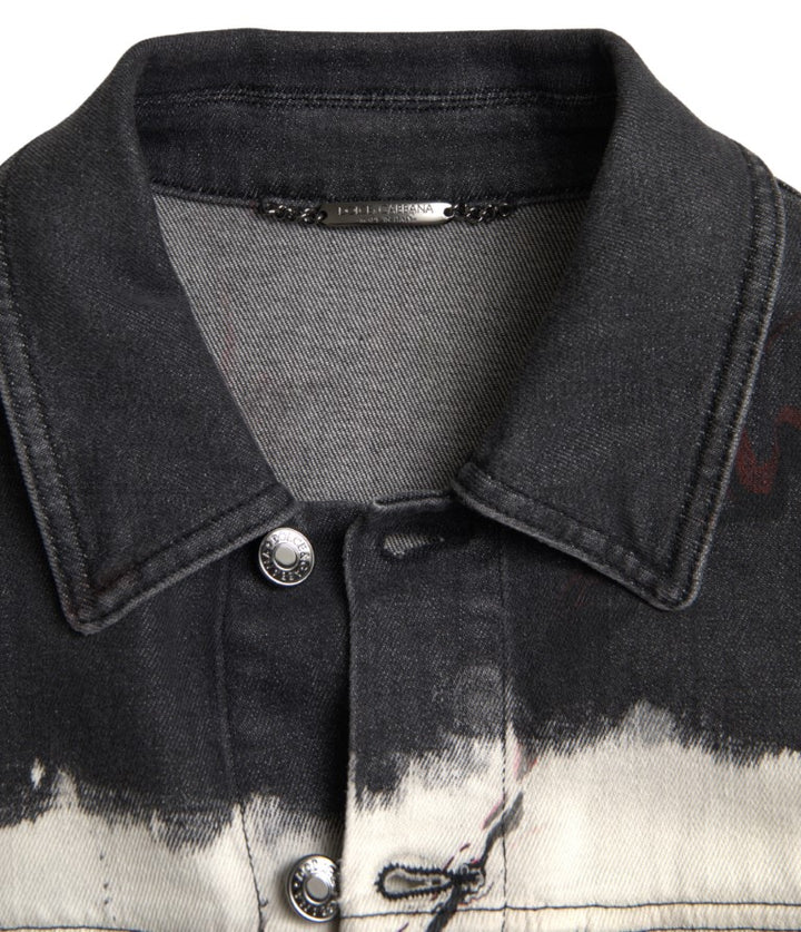 Multicolored stretch cotton denim jacket
