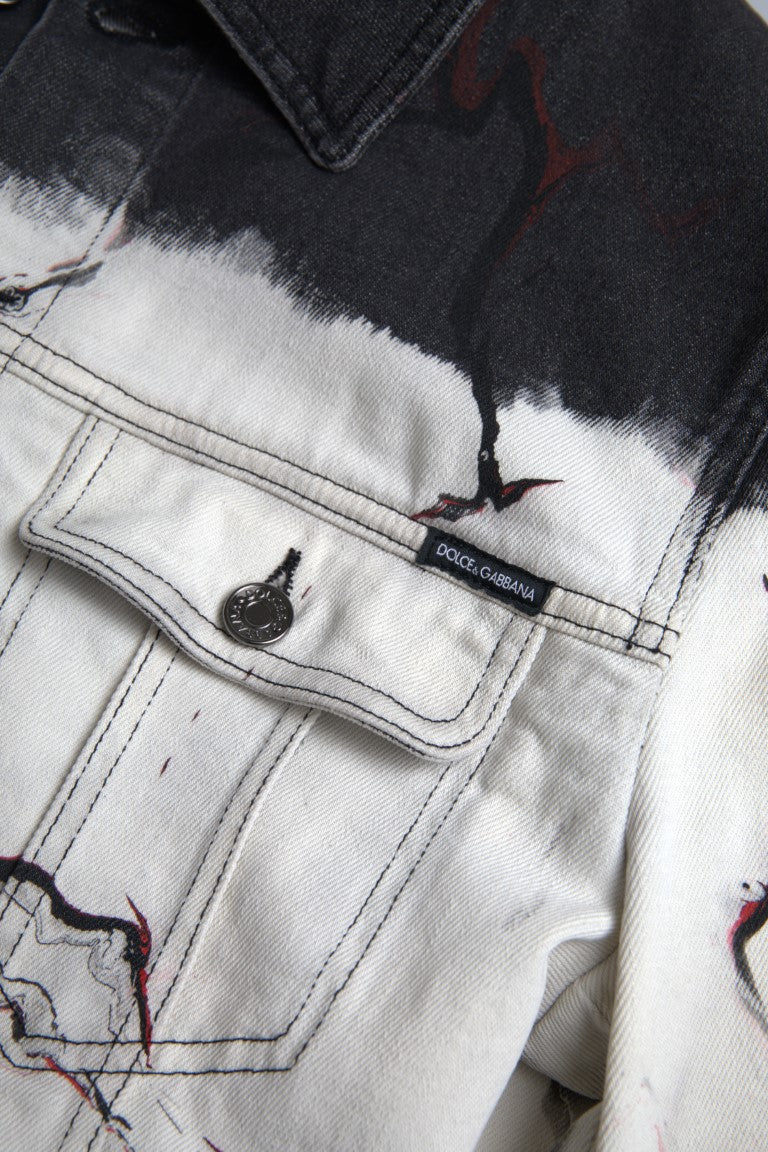 Multicolored stretch cotton denim jacket