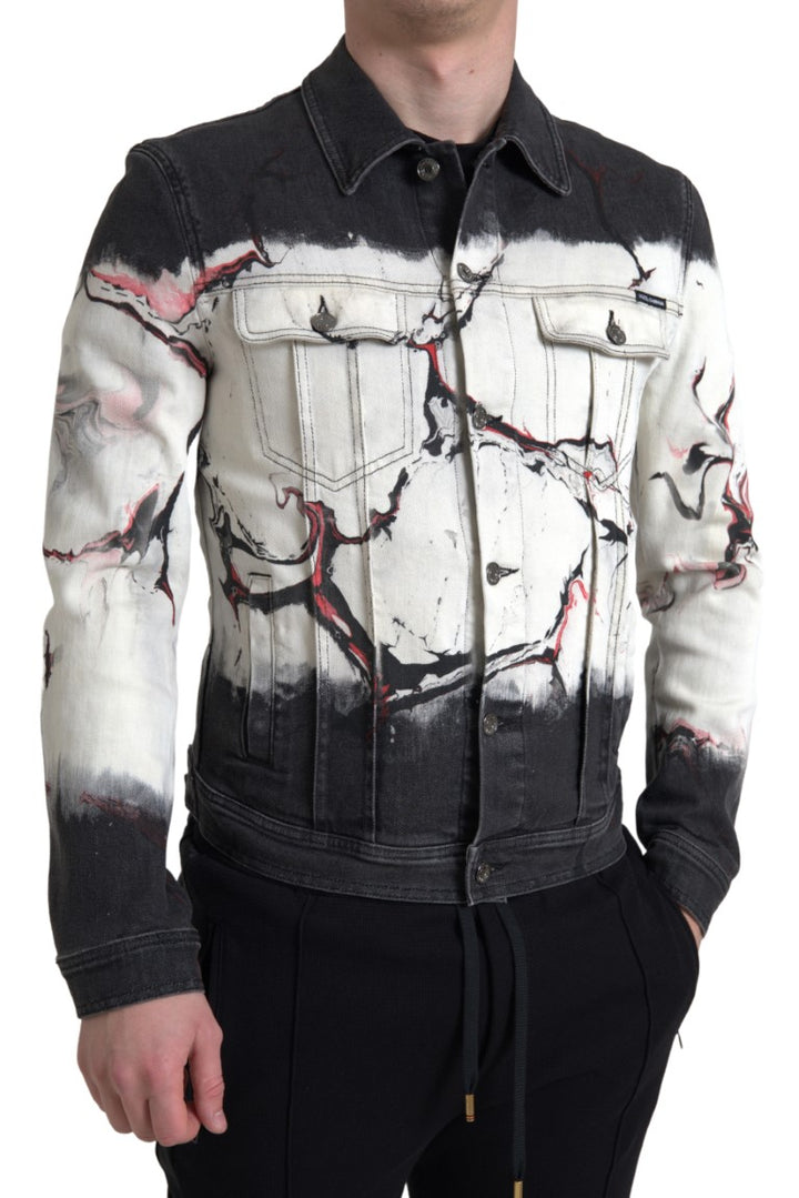 Multicolored stretch cotton denim jacket