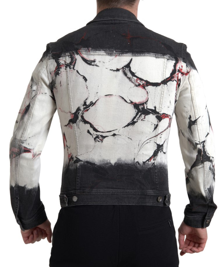 Multicolored stretch cotton denim jacket