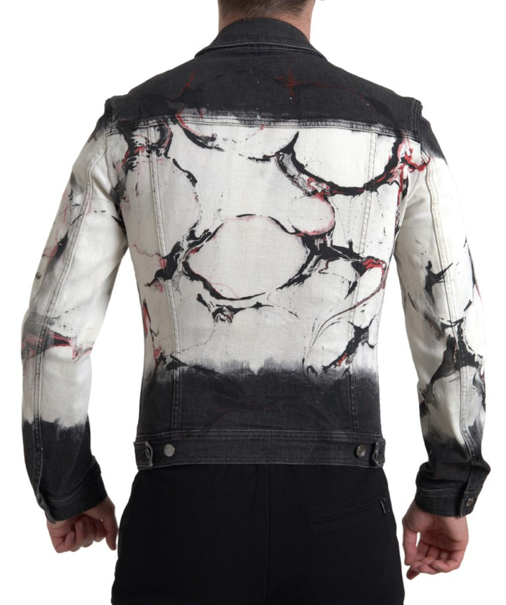 Multicolored stretch cotton denim jacket