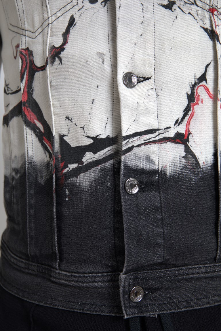 Multicolored stretch cotton denim jacket
