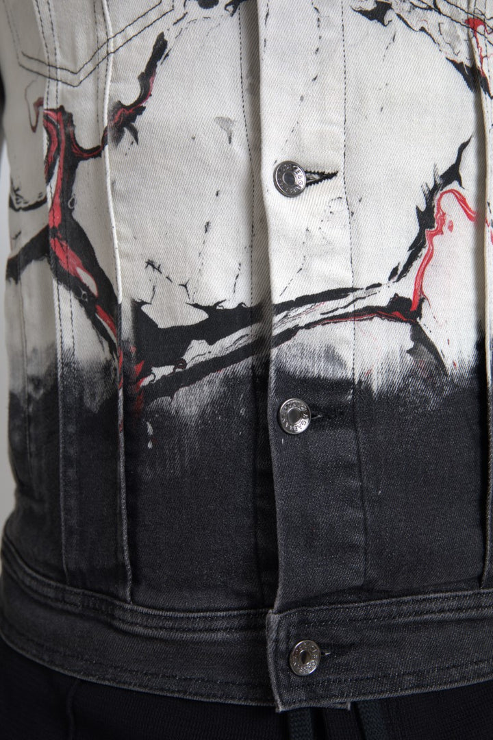 Multicolored stretch cotton denim jacket