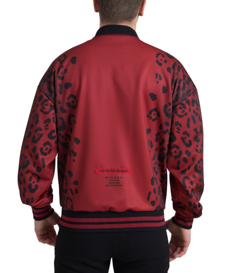 Red leopard print bomber jacket