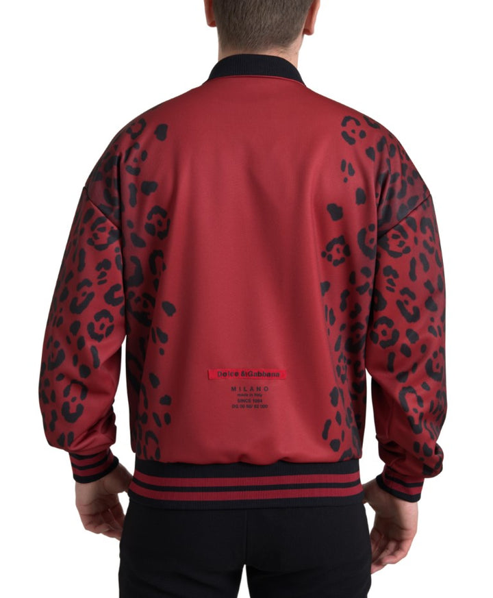 Red leopard print bomber jacket