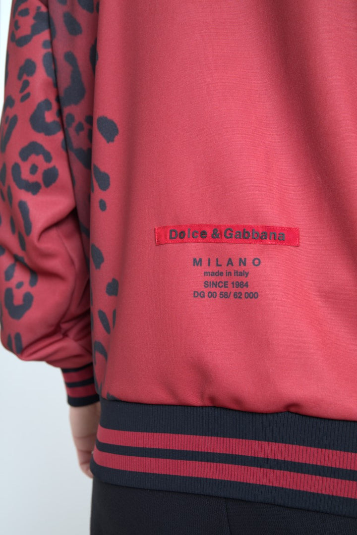 Red leopard print bomber jacket