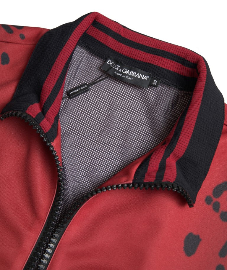 Red leopard print bomber jacket