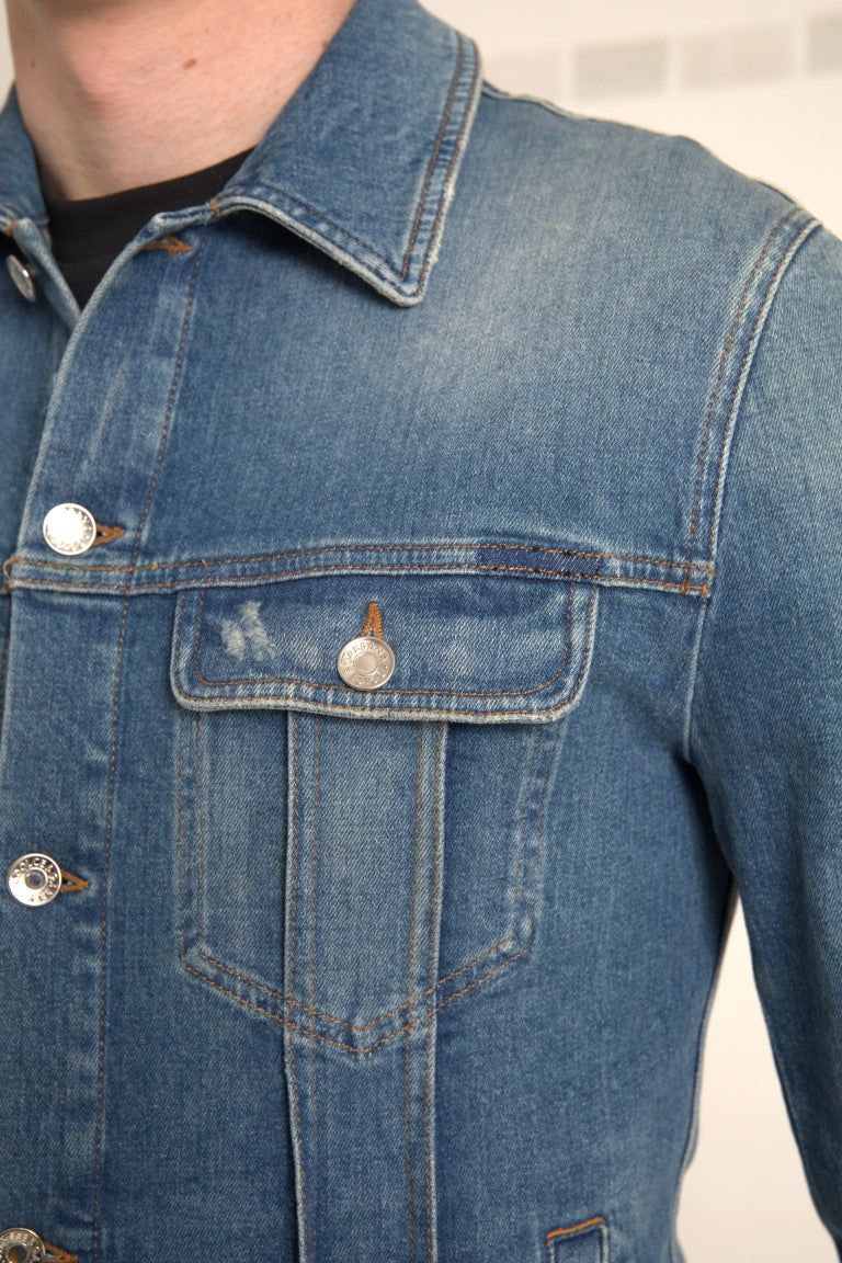 Elegant blue denim stretch jacket