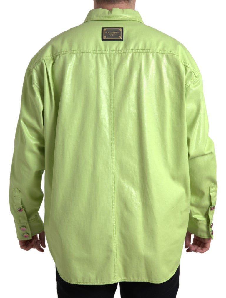Elegant light green cotton shirt with button placket