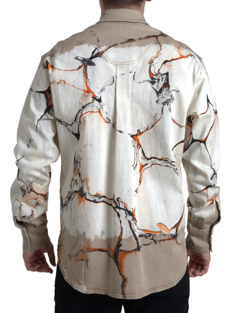Multicolor cotton stretch denim shirt