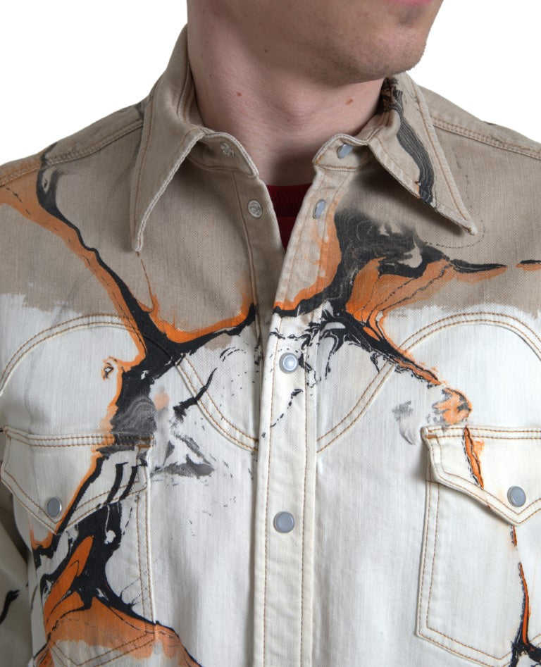 Multicolor cotton stretch denim shirt