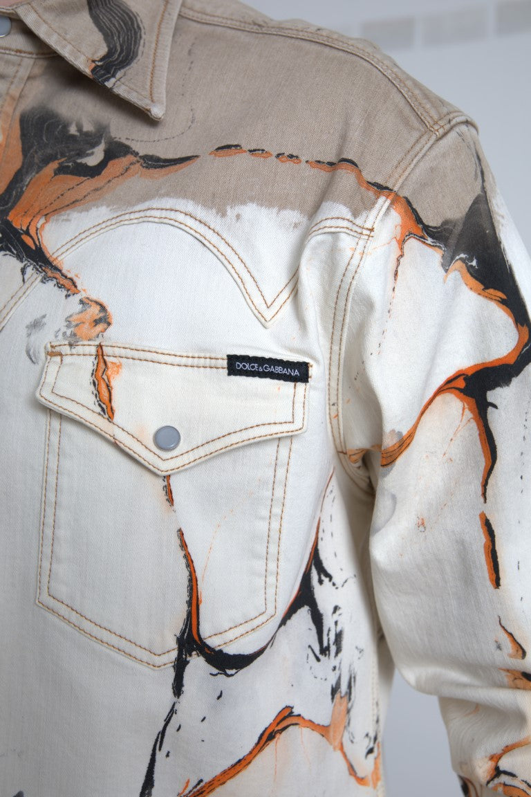 Multicolor cotton stretch denim shirt