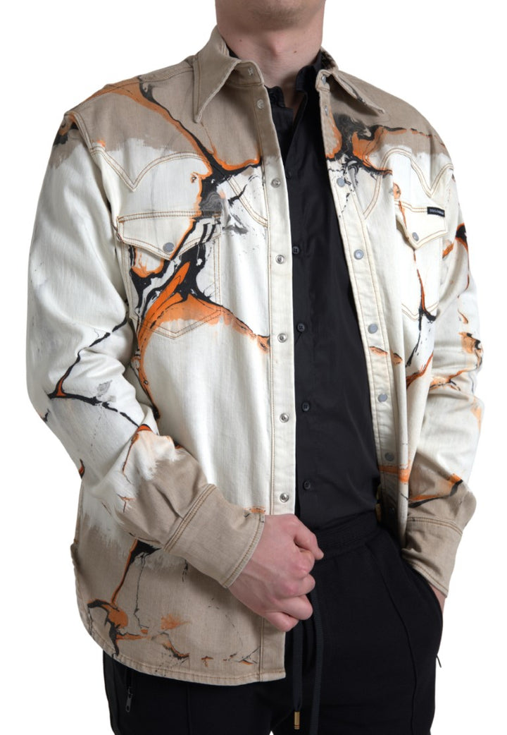 Multicolor cotton stretch denim shirt
