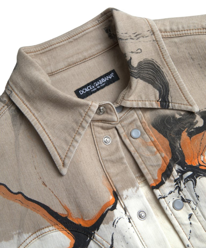 Multicolor cotton stretch denim shirt