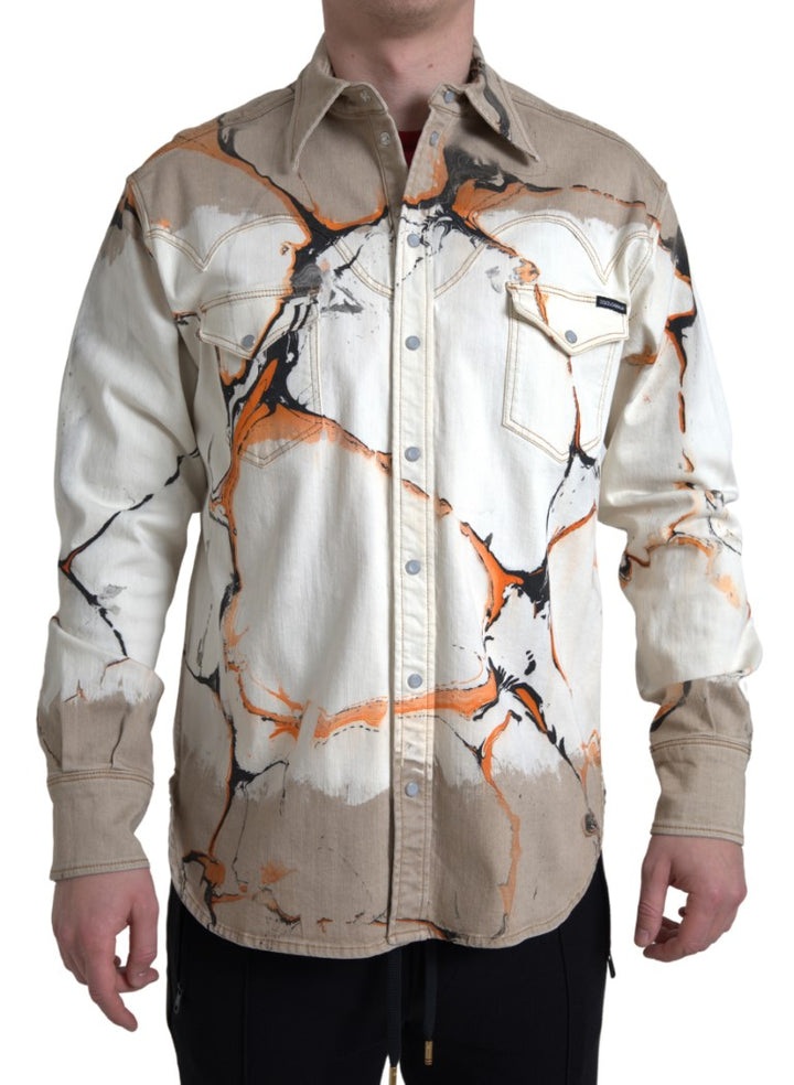 Multicolor cotton stretch denim shirt