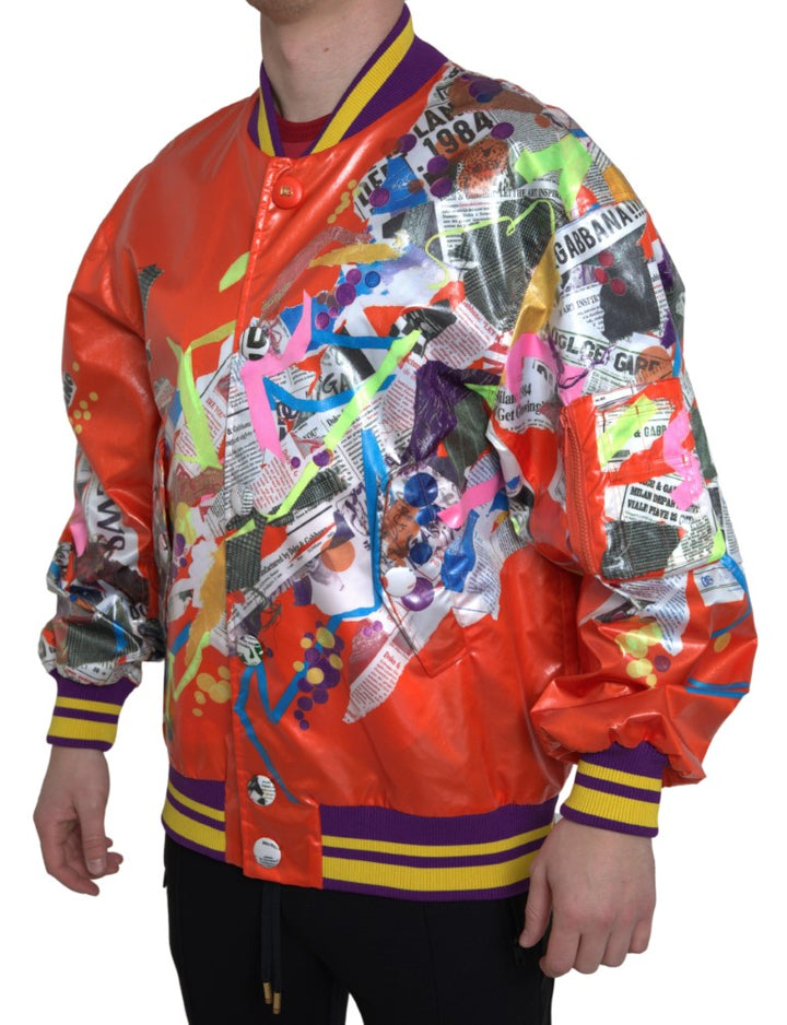 Elegant orange bomber jacket - Men's luxury outerwear