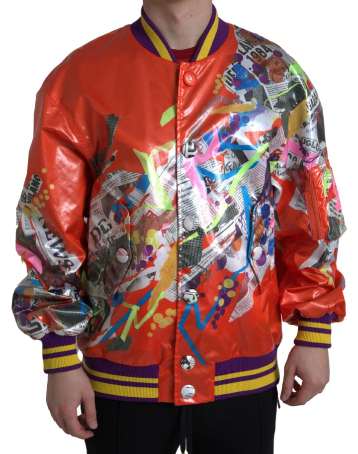 Elegant orange bomber jacket - Men's luxury outerwear