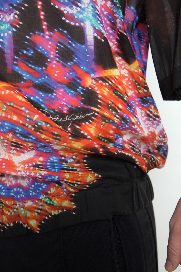 Multicolor Luminarie print cotton polo shirt
