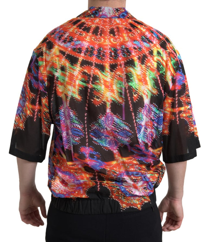 Multicolor Luminarie print cotton polo shirt