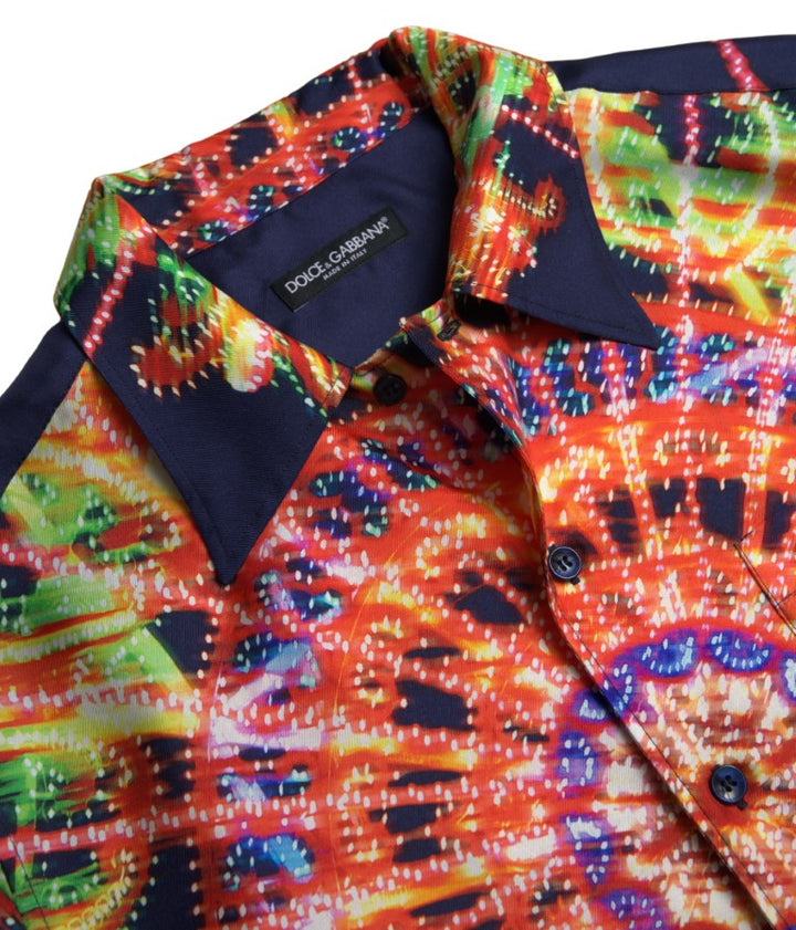 Multicolor silk button-down casual shirt