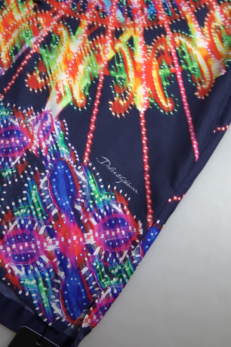 Multicolor silk button-down casual shirt