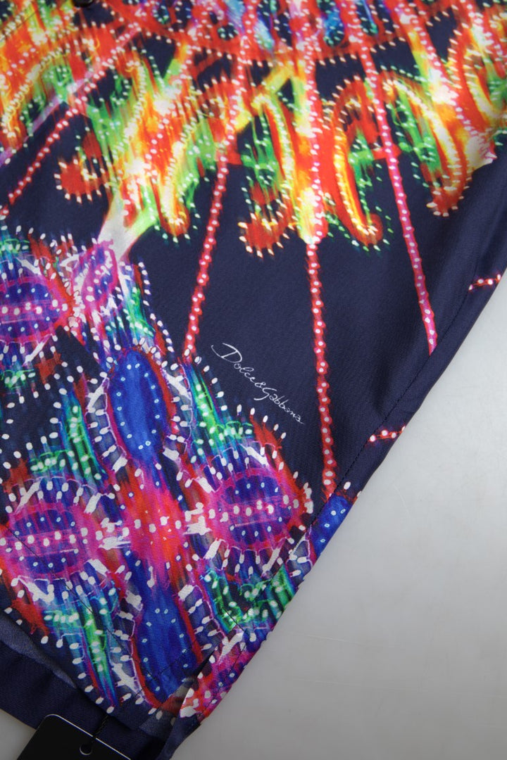 Multicolor silk button-down casual shirt