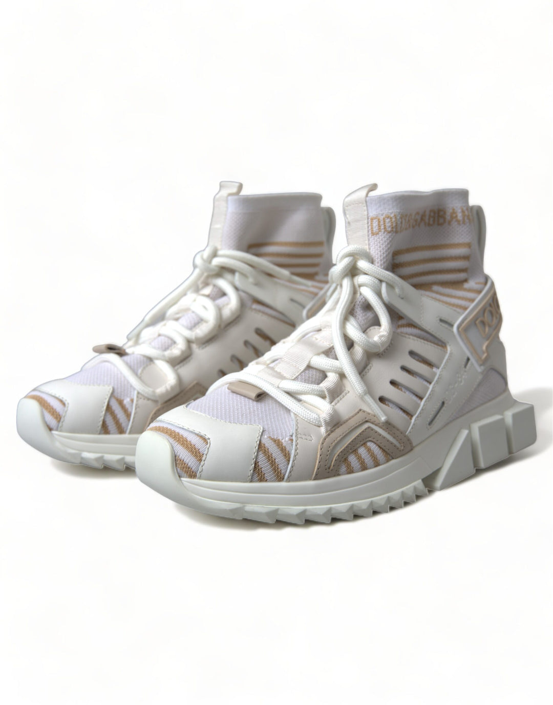 Weiß Beige Sorrento Socken Sneakers Schuhe