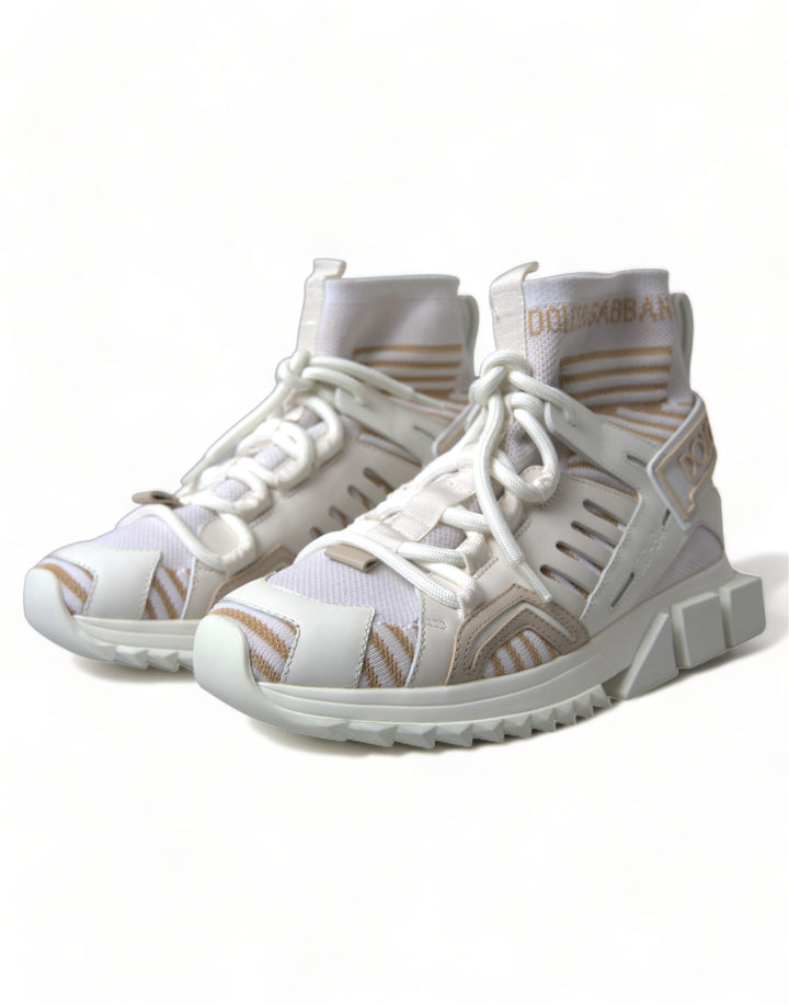 Weiß Beige Sorrento Socken Sneakers Schuhe