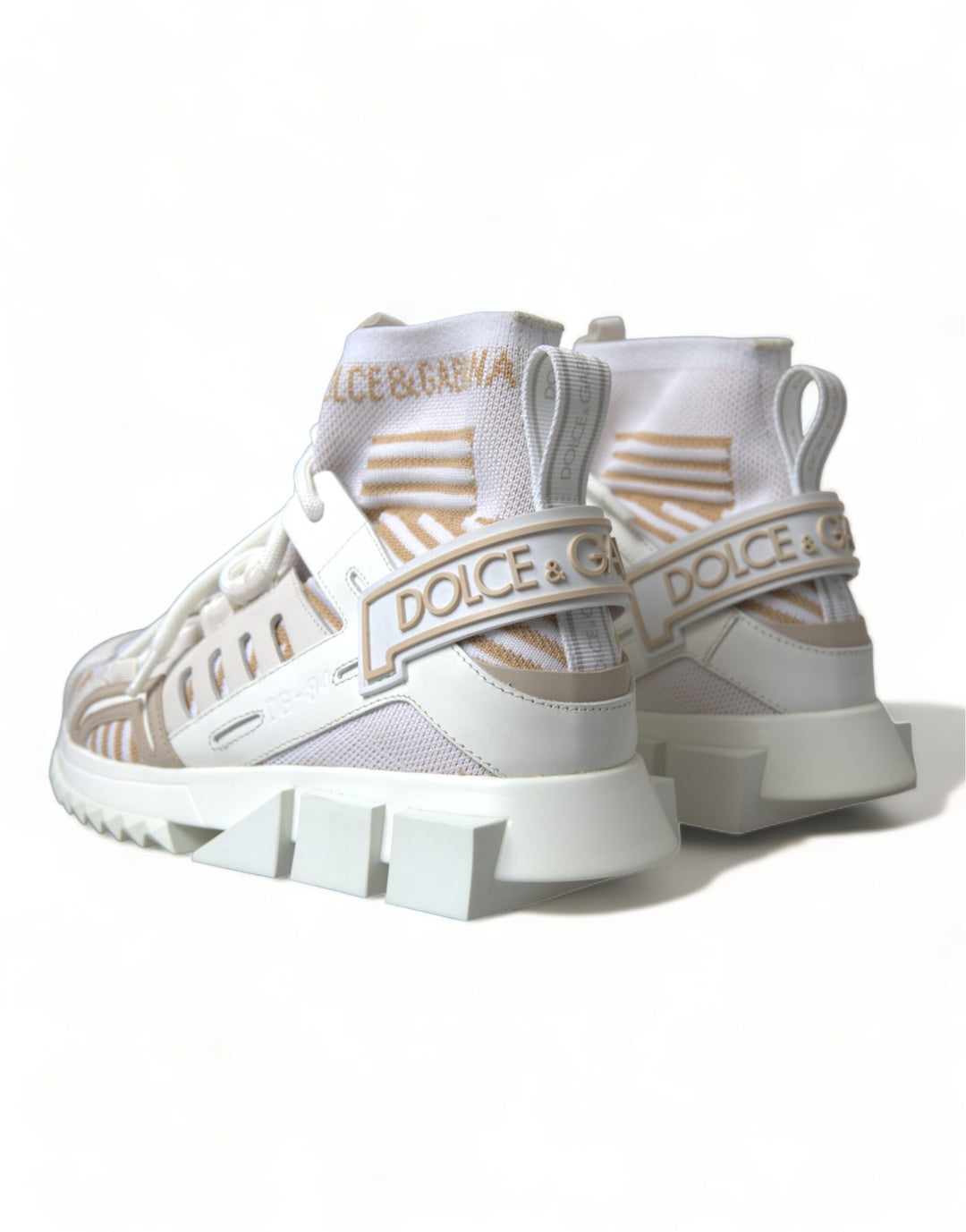 Weiß Beige Sorrento Socken Sneakers Schuhe