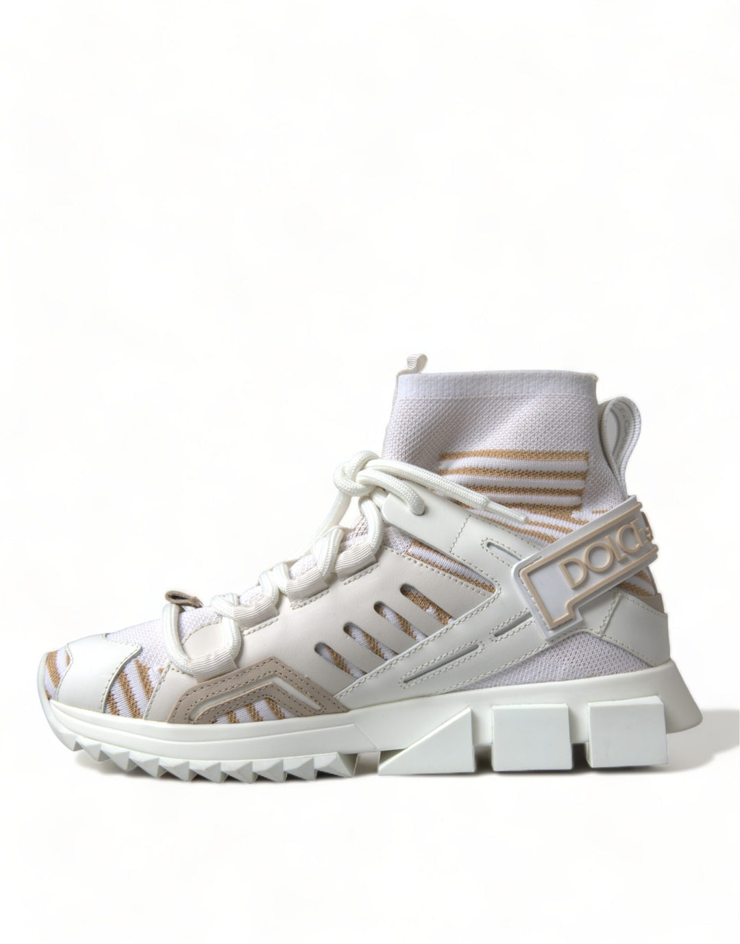 Weiß Beige Sorrento Socken Sneakers Schuhe