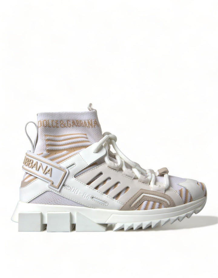 Weiß Beige Sorrento Socken Sneakers Schuhe