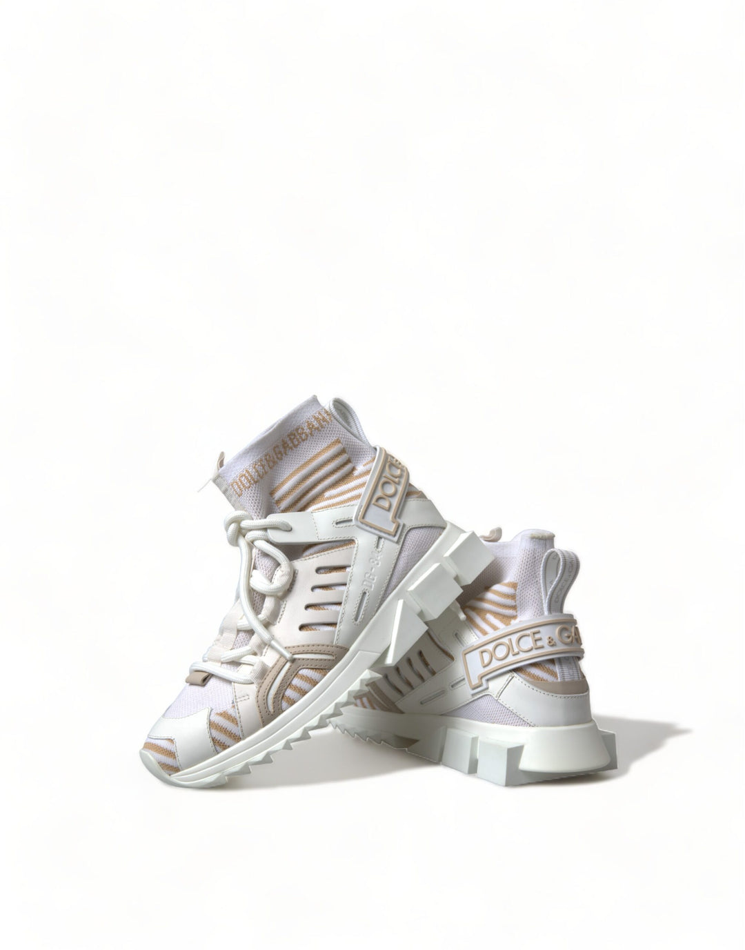 Weiß Beige Sorrento Socken Sneakers Schuhe