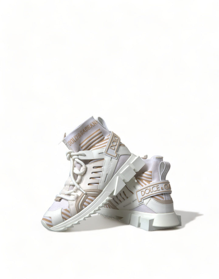 Weiß Beige Sorrento Socken Sneakers Schuhe