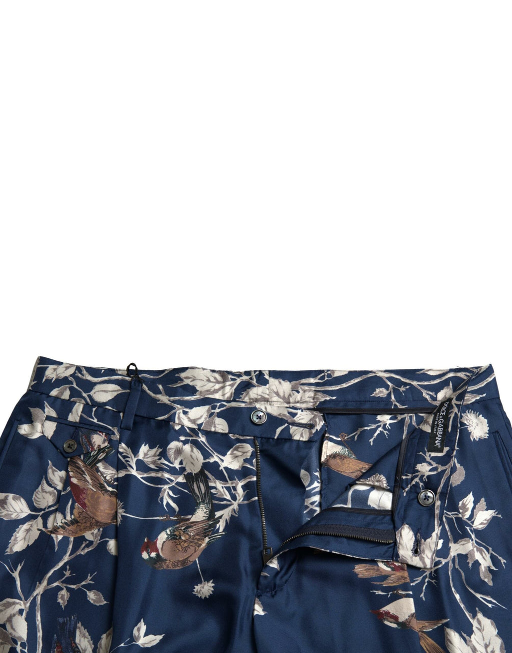 Blaue Bermudashorts mit Blumendruck aus Seide für Männer