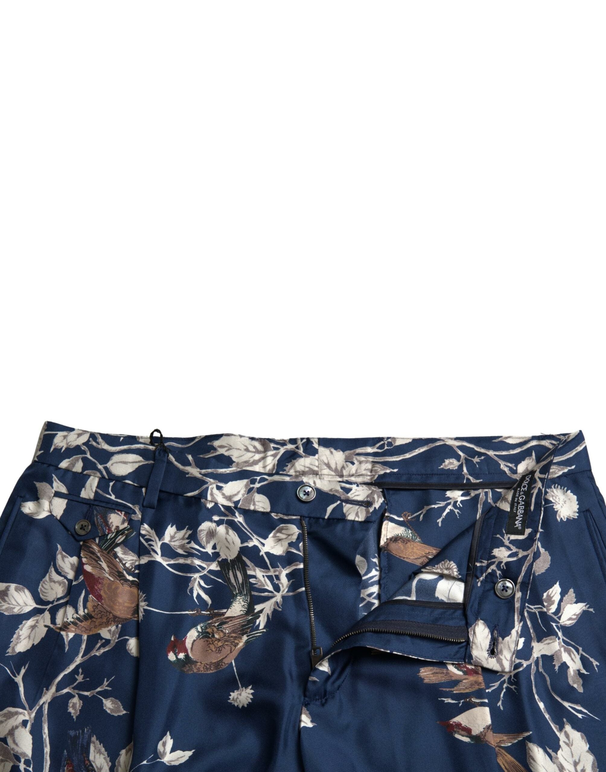 Blaue Bermudashorts mit Blumendruck aus Seide für Männer