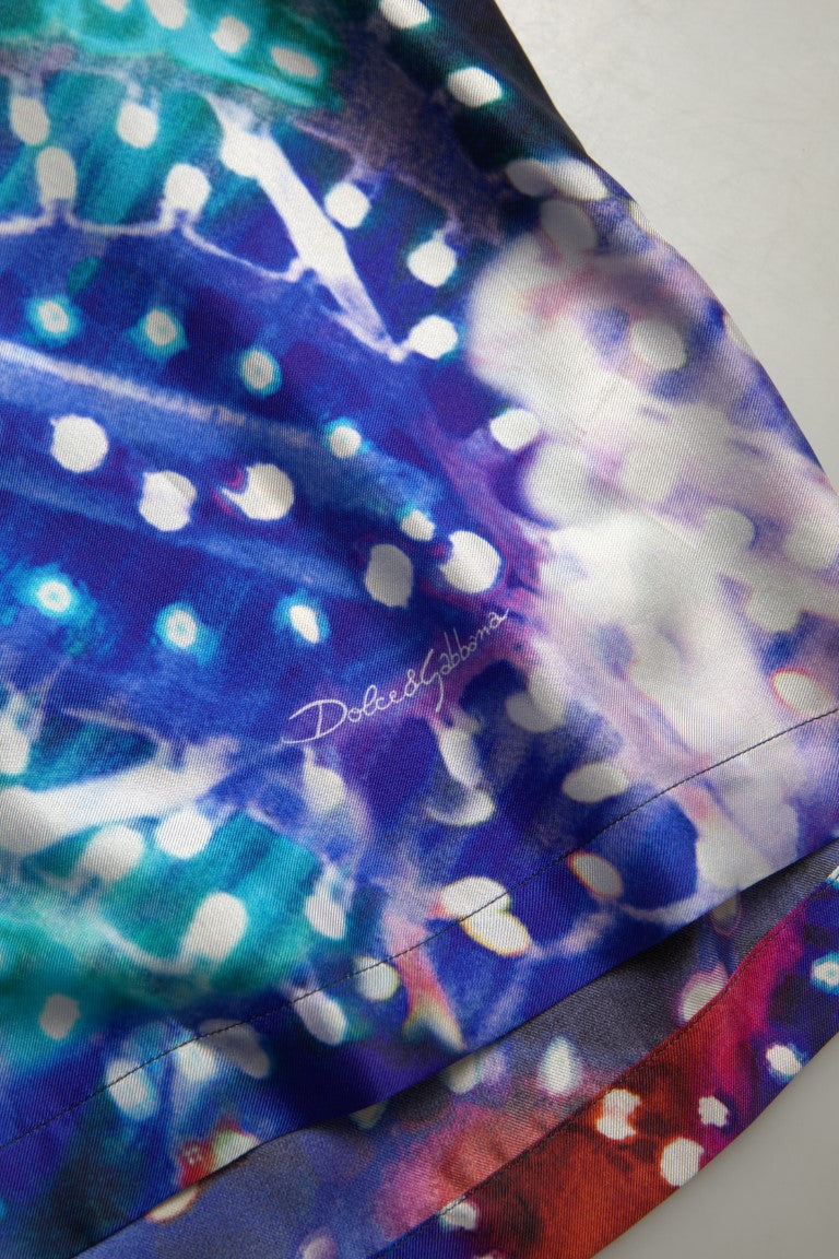 Psychedelic print silk pajama shirt
