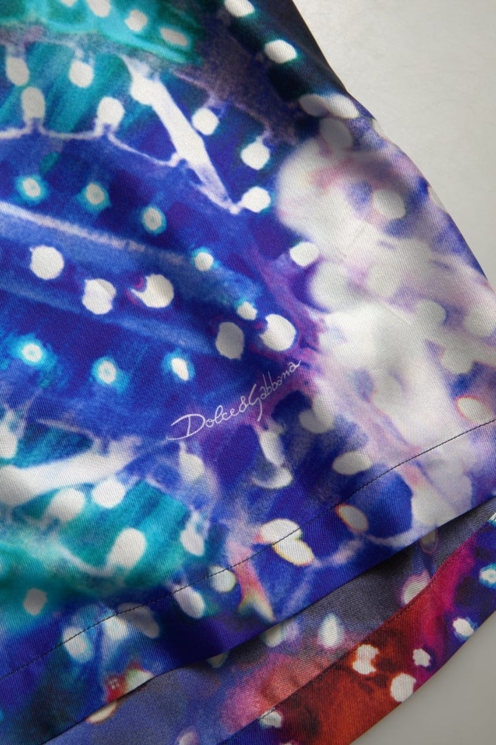 Psychedelic print silk pajama shirt