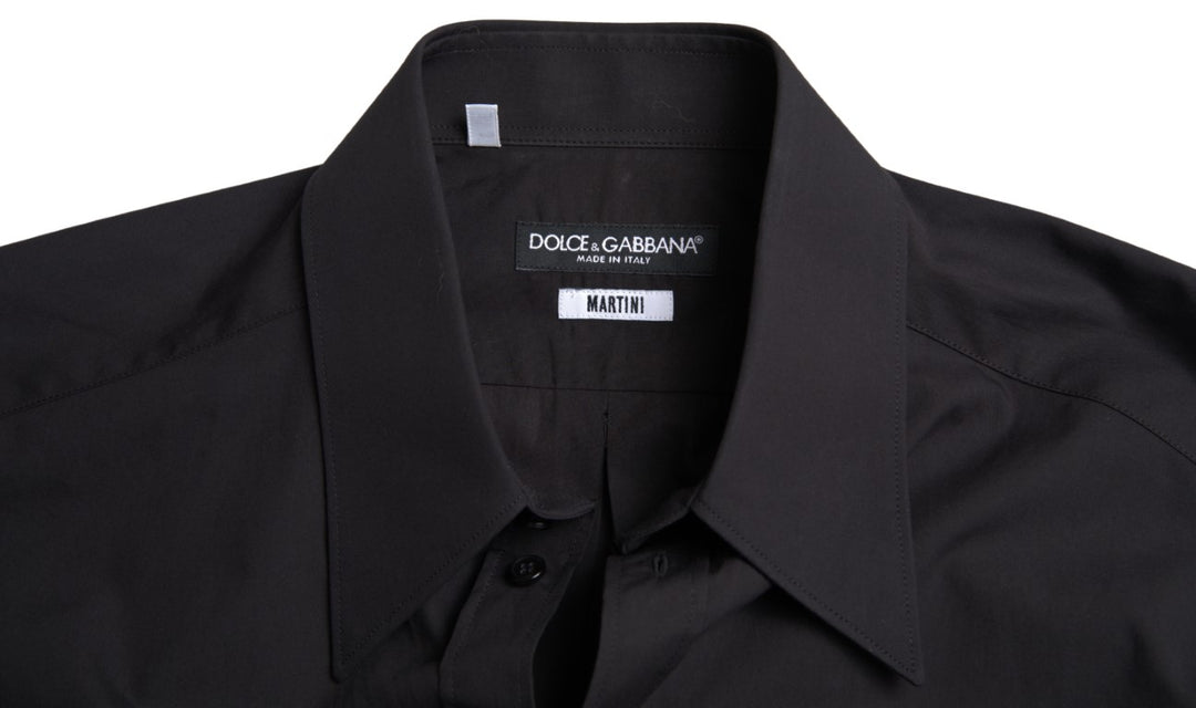 Elegant slim fit black cotton shirt