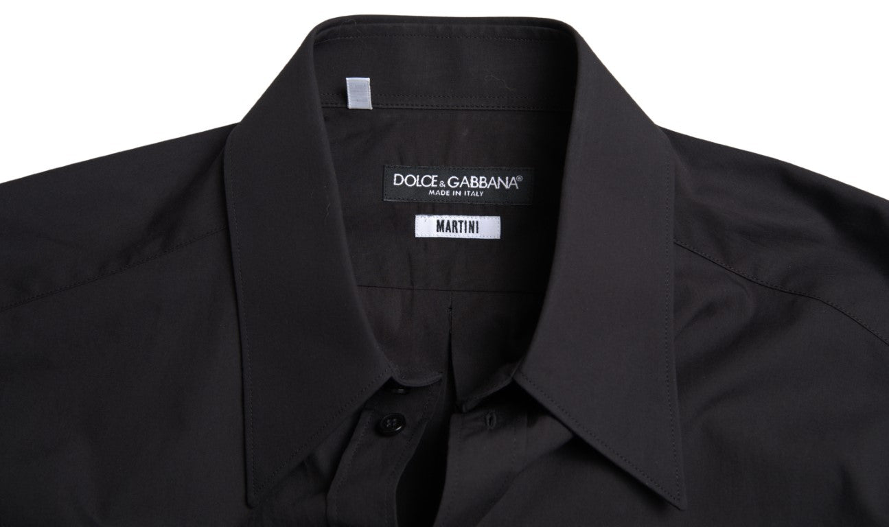 Elegant slim fit black cotton shirt