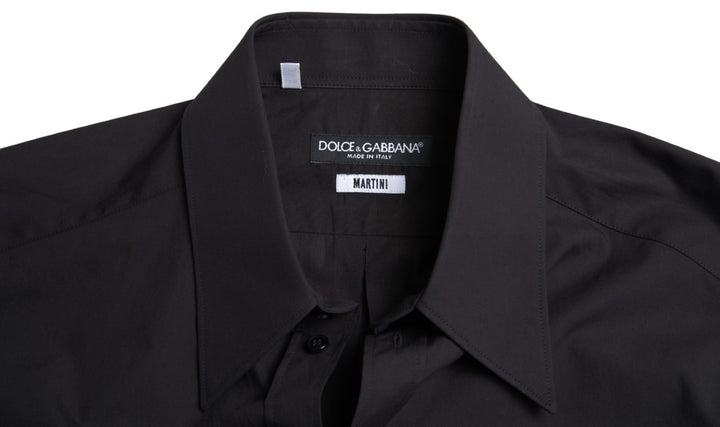 Elegant slim fit black cotton shirt