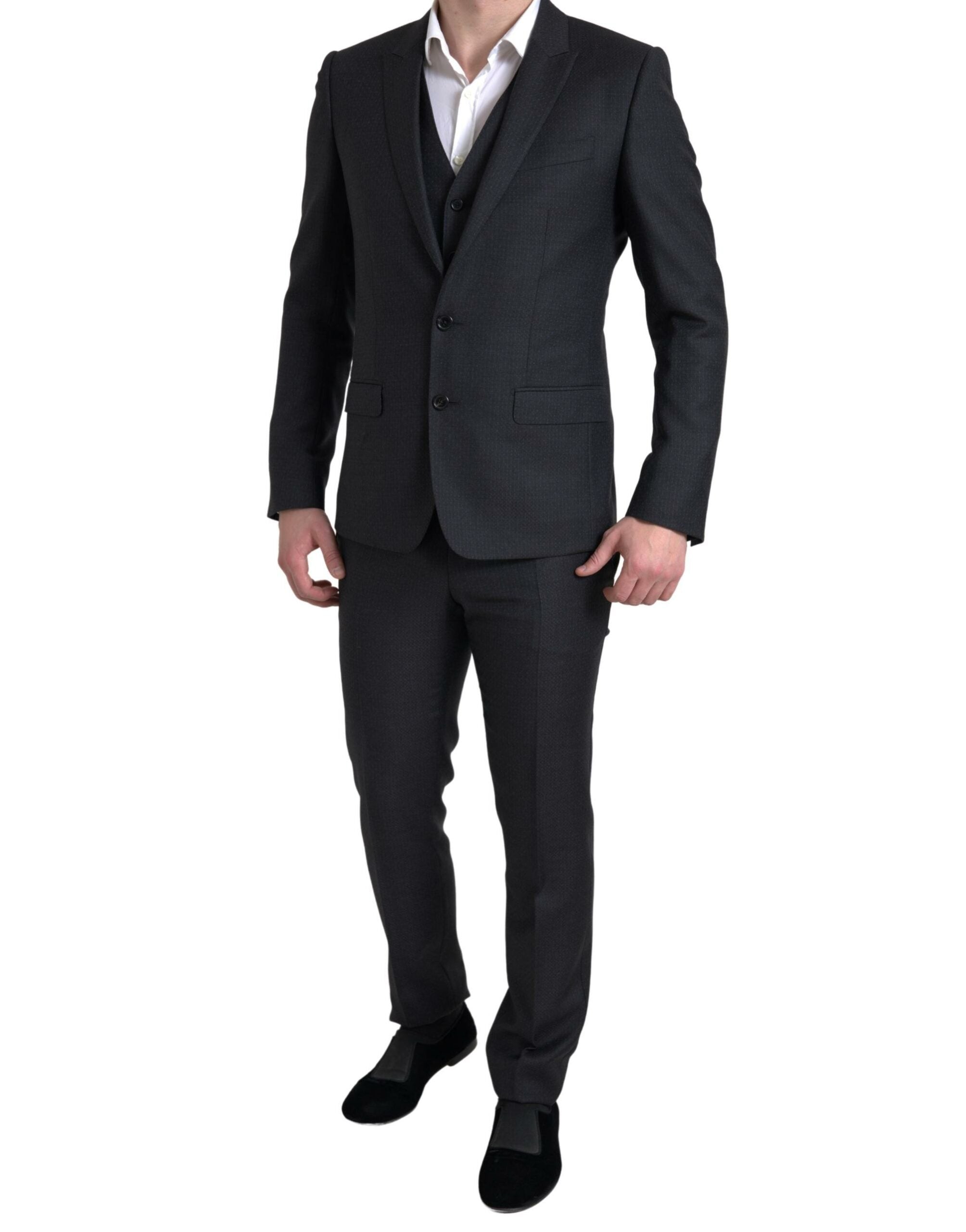 Elegant black Martini slim fit suit 3-piece