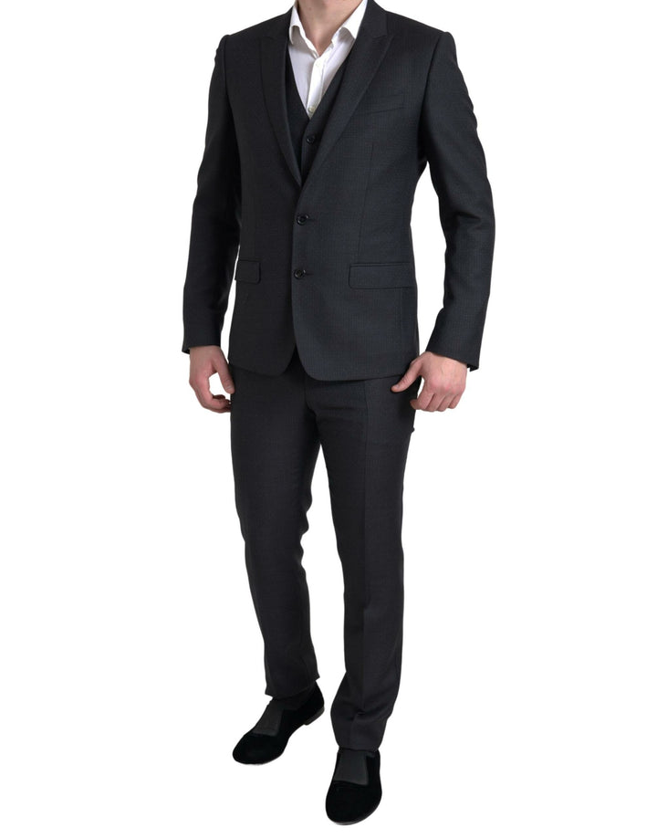 Elegant black Martini slim fit suit 3-piece