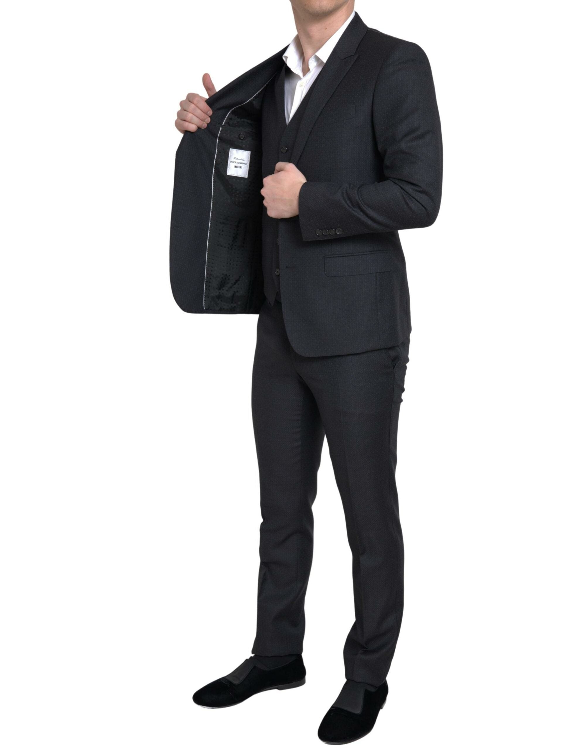 Elegant black Martini slim fit suit 3-piece