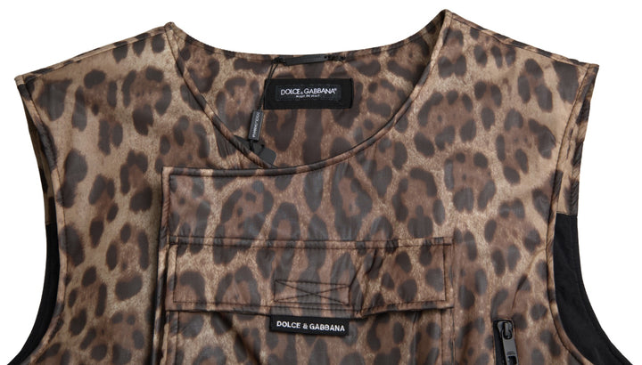 Brauner Leopard Seide ärmellose Sportbekleidung