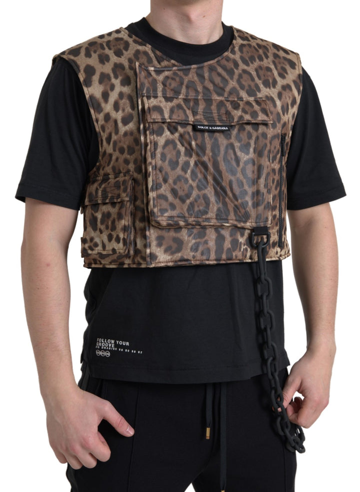 Brauner Leopard Seide ärmellose Sportbekleidung