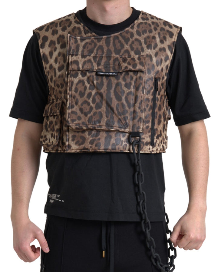 Brauner Leopard Seide ärmellose Sportbekleidung