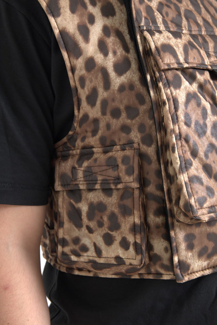 Brauner Leopard Seide ärmellose Sportbekleidung