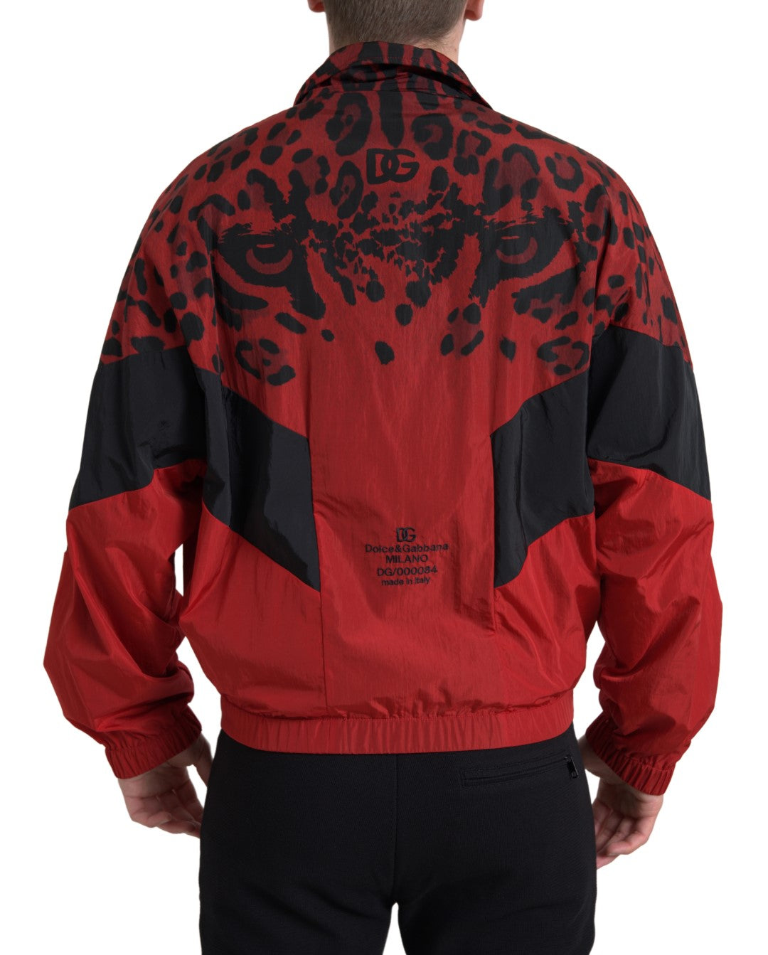 Red leopard zip-up sweater jacket