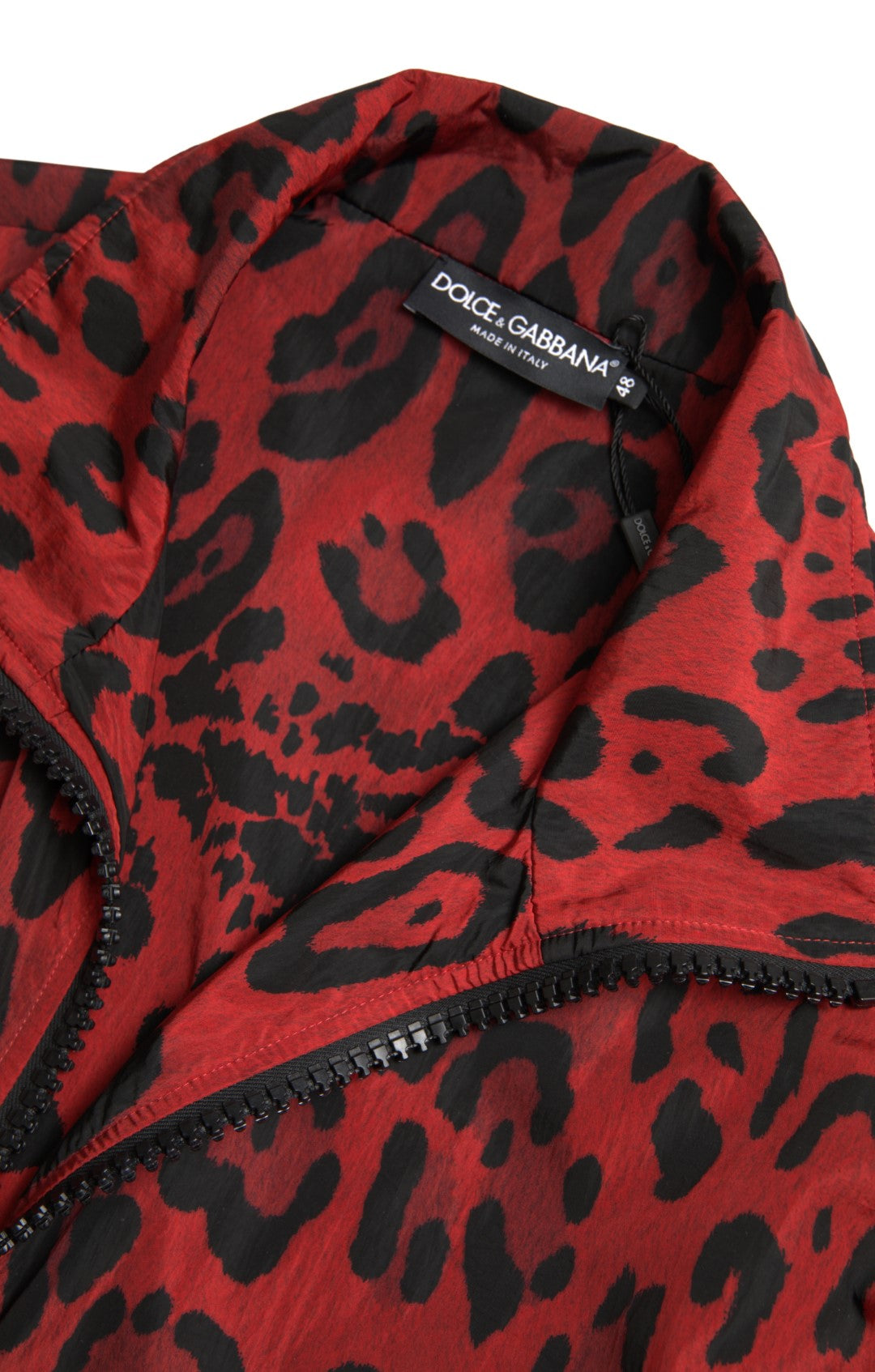 Red leopard zip-up sweater jacket