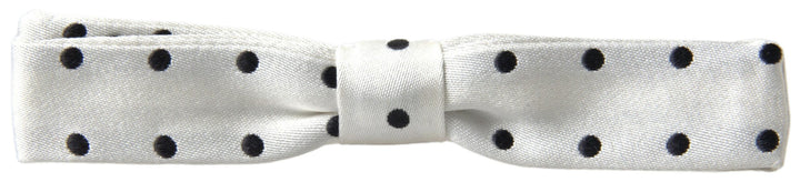 Weiße Seide Polka Dot Verstellbare Hals Männer Fliege